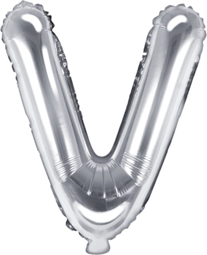 Partydeco - Folieballon Zilver Letter V (35 cm)