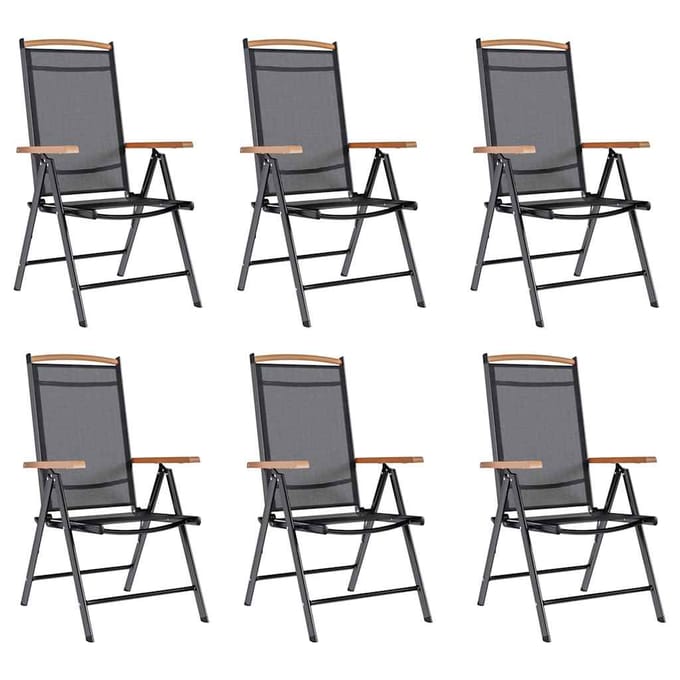 vidaXL - Klapstoelen - 6 - stuks - Textilene - Zwart