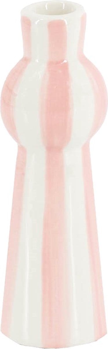 Kandelaar keramiek stripes roze