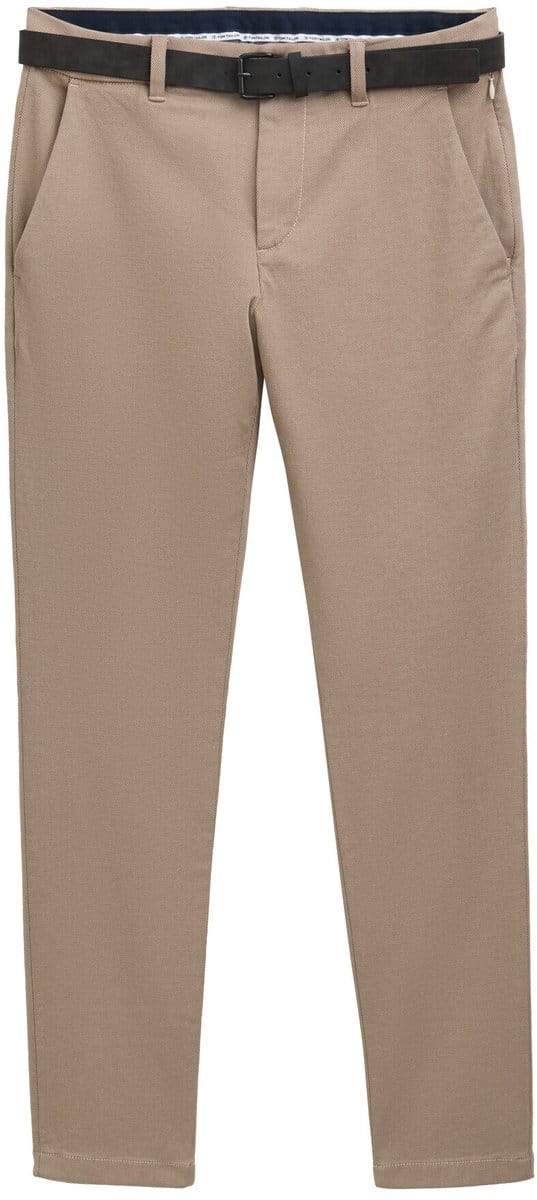 Tom Tailor - TTTRAVIS SLIM chino met riem - Maat 33/36 - beige brown zig zag structure