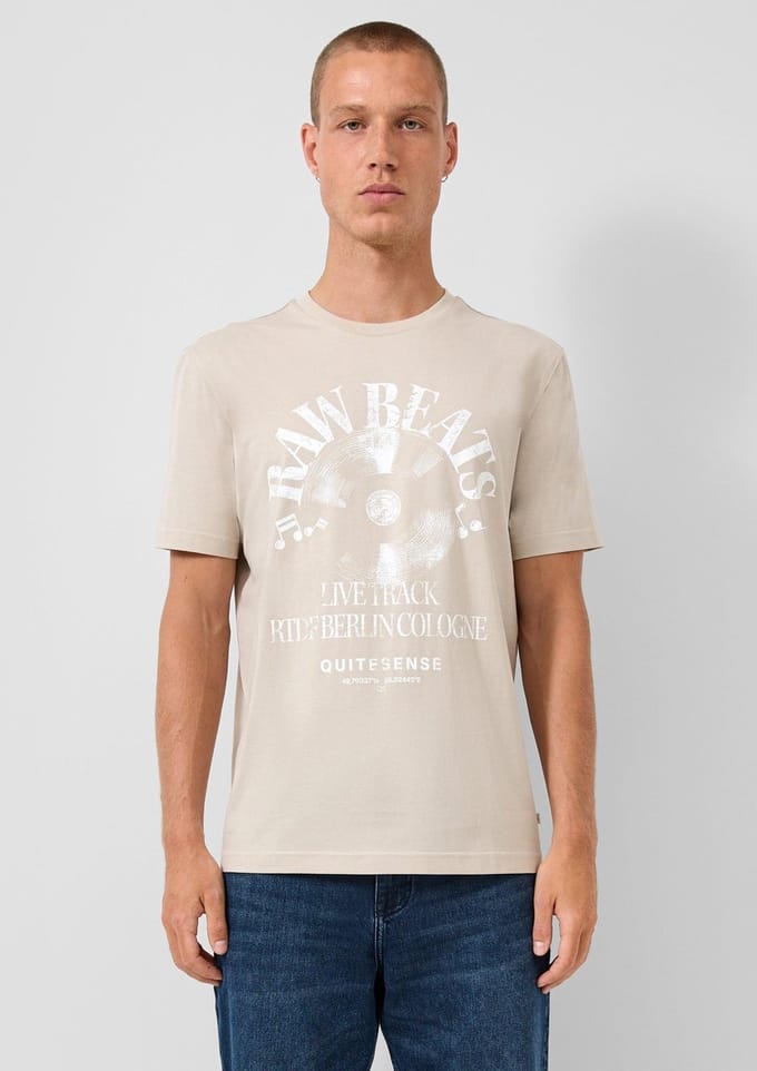 Q/S designed by - Heren t-shirt - Maat S - Mannen - Bruin - katoen