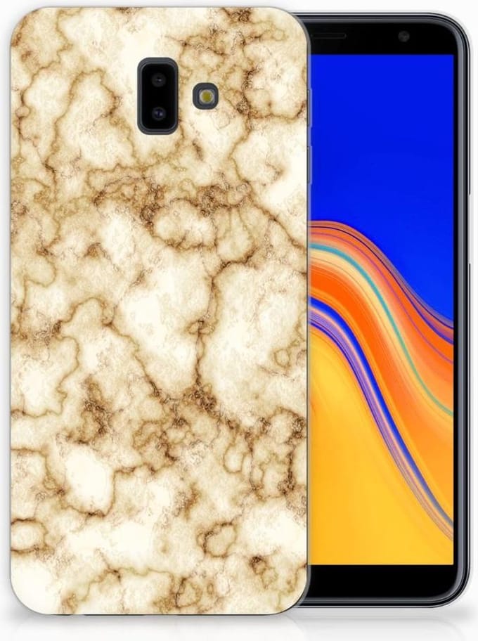 Samsung Galaxy J6 Plus (2018) TPU Siliconen Hoesje Marmer Goud