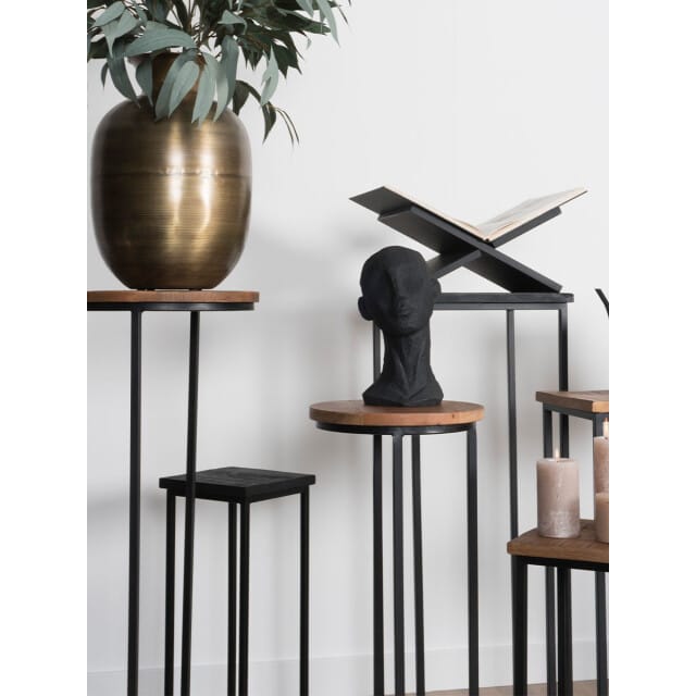 Home67 Plantentafels sam rond set van 3 mangohout