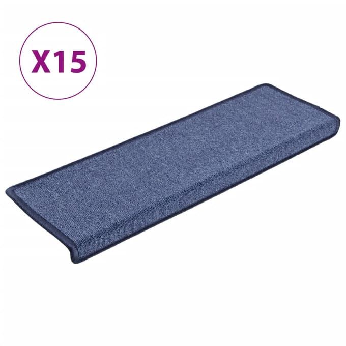 vidaXL - Trapmatten - 15 - st - 65x21x4 - cm - Blauw - Rechthoekige - Rand