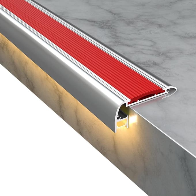 Trapneus Profiel - Antislip Rand - Veilig Lopen - Met LED Kanaal - 120 cm - Geel