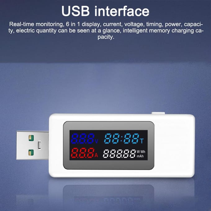 KWS-V30 USB-vermogensmetertester 6in1 Stroomspanning Timing Vermogen Capaciteit Elektrische hoeveelheidstester
