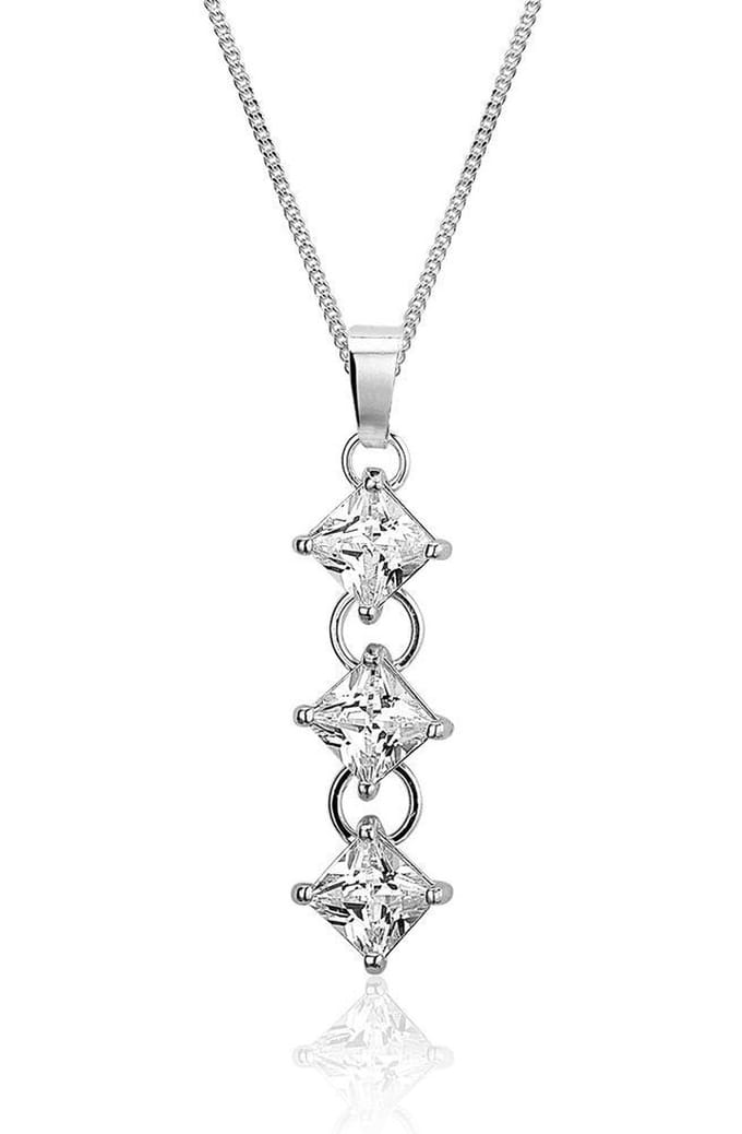 Montebello Ketting Psilu - 925 Zilver - Swarovski - 6x40mm - 45cm