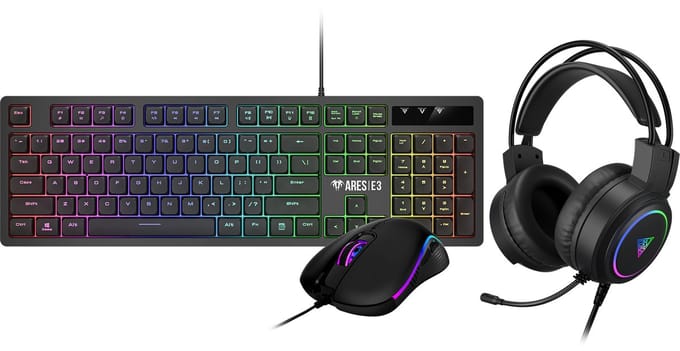 RGB Gaming Toetsenbord, Muis, Headset - Desktop Combo - Keyboard, Mouse, Headset - Gamdias Poseidon E2 3-IN-1 Game Set