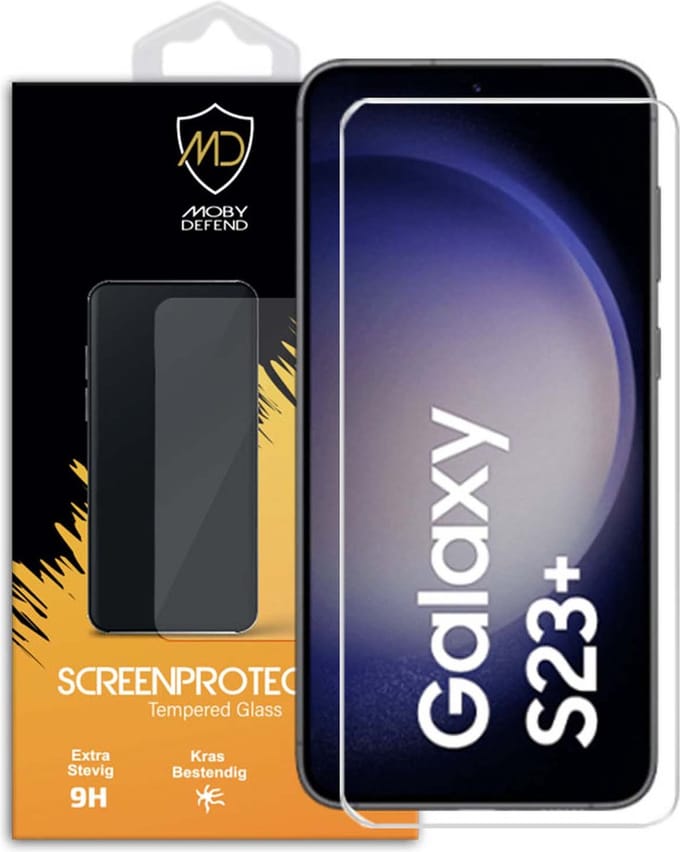 MobyDefend Screenprotector - Geschikt voor Samsung Galaxy S23 Plus (S23+) - Case-Friendly Screensaver - Gehard Glas