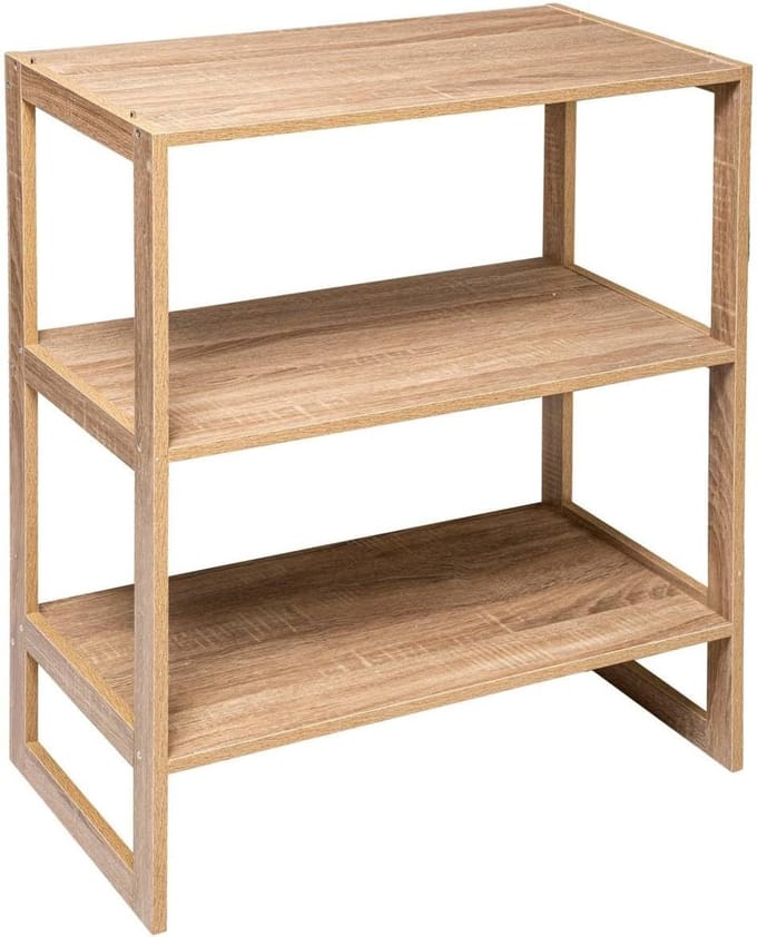 5Five - Stapelbare opbergkast met 4 vakken - Licht eiken - 69 x 33,5 x 84 cm