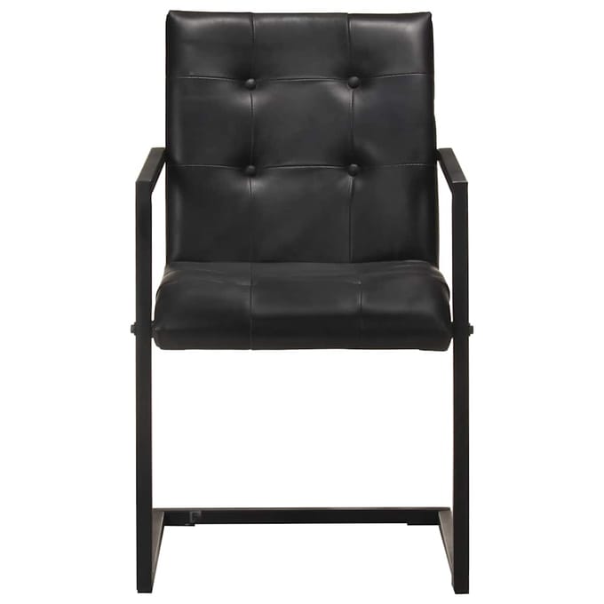 vidaXL Eetkamerstoelen 2 st echt leer zwart