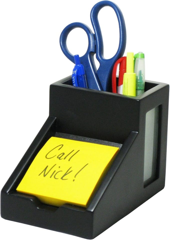 Potlood Beker - Notitiehouder Organizer - Bureau Opgeruimd Werken - Rubberen Voeten - Rond - Zwart