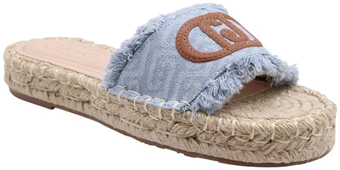 Liu Jo Slippers voor dames Paros 01 Espadrillas in Denim Jacquard met Maxi Logo Monogram blauw