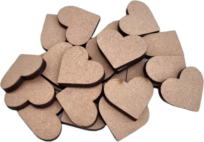 MDF hartjes, Valentijn - creatief, knutselen, deco, 100 stuks