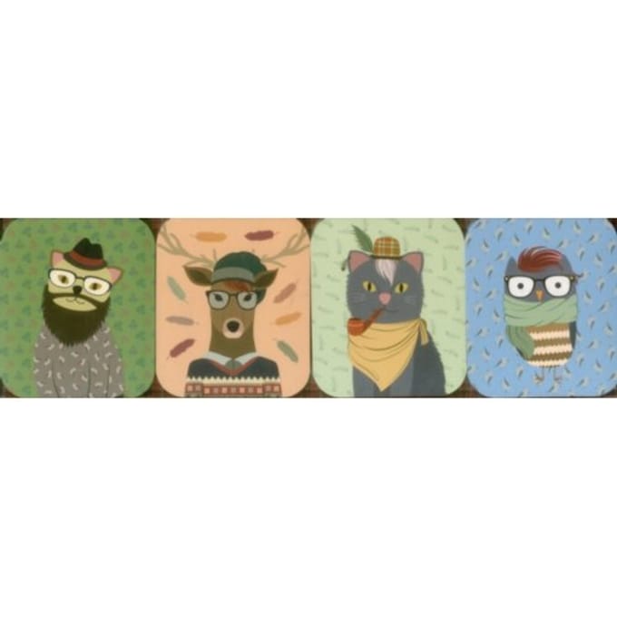 Pocket Note Set Of 4 Mini Pads: Hipster Animals - Smith Fiona