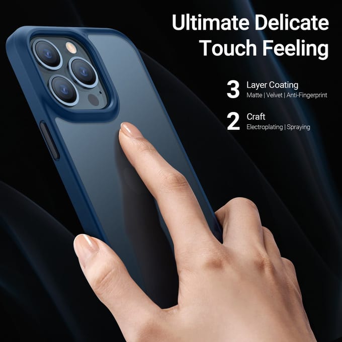 Torras geschikt voor iPhone 13 Pro Max Semi Transparant Shockproof hoesje - Blue