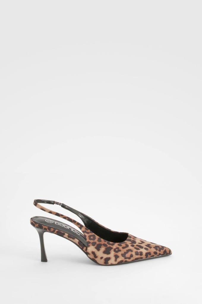 boohoo Dames Leopard Slingback Court Hakken | Maat: 8