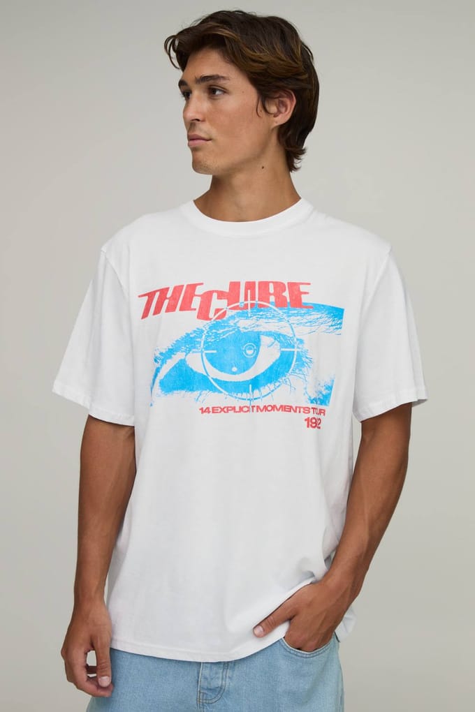 Oversized T-shirt Met The Cure Tour Licentie Print | White | Size Large