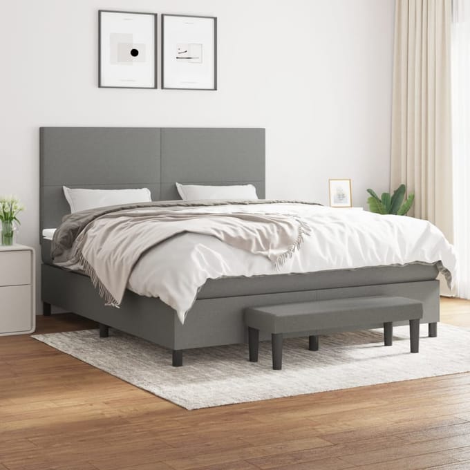 vidaXL - Boxspring - met - matras - stof - donkergrijs - 160x200 - cm