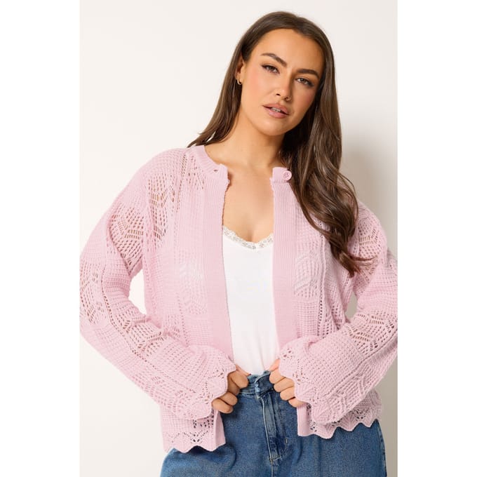 Yours Roze Gehaakt Gebreid Vest Size 54-56
