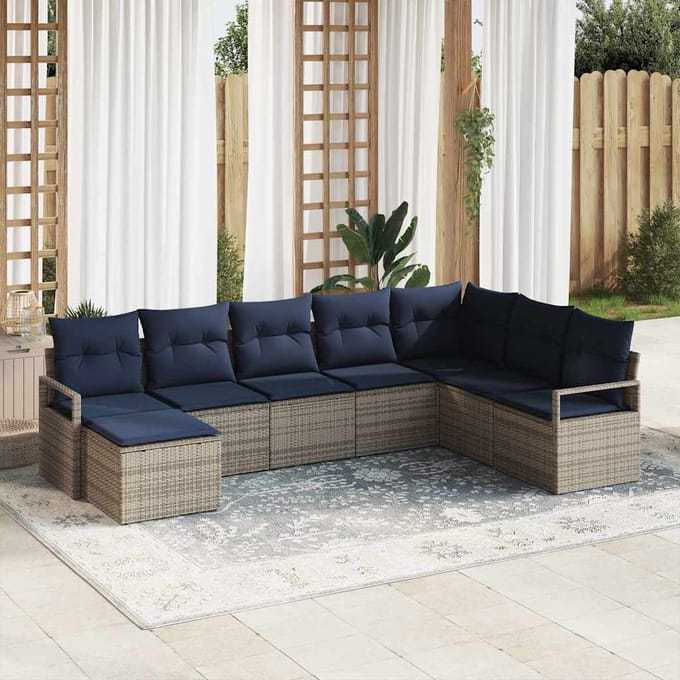 vidaXL Bankstel 8 st Grijs poly rattan
