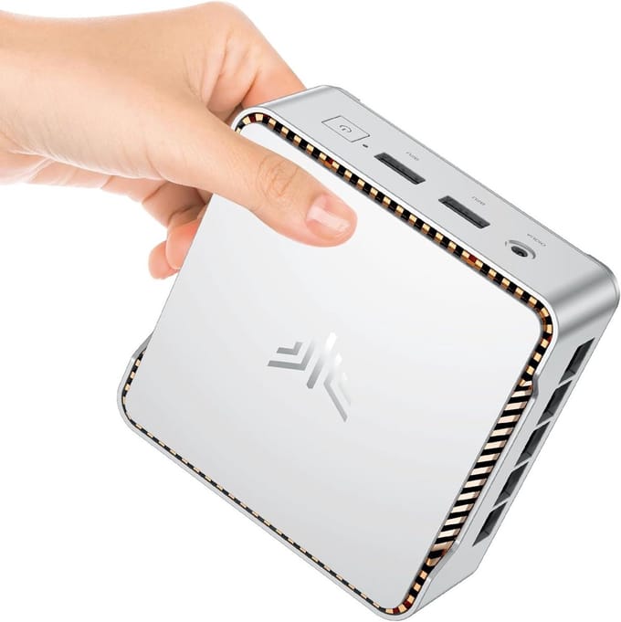 Mini PC - Compacte Computer - Kantoor Werk - Krachtige N97 Processor - 10 x 10 x 3.5 cm - Zilver