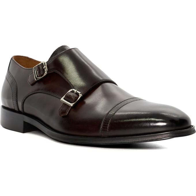 Dune Saloon Leren Bruine Dubbele Monk Schoenen voor Mannen