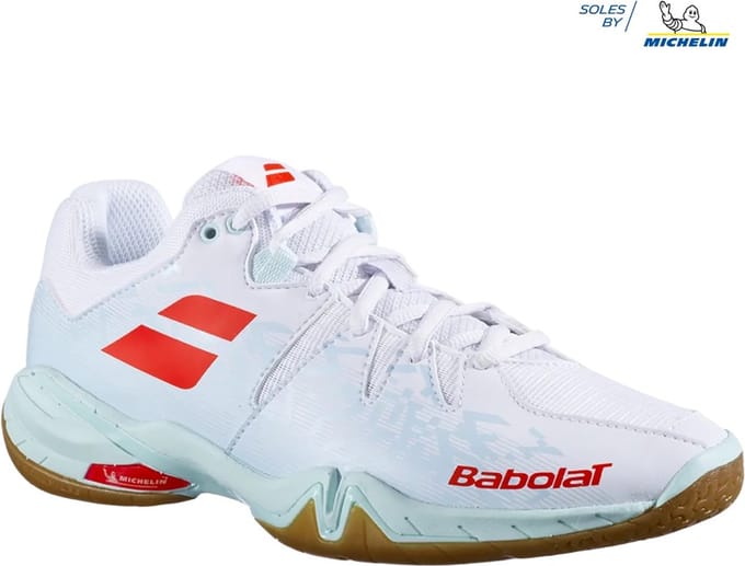 Babolat Shadow Spirit dames badmintonschoen - wit / blauw - maat 40,5