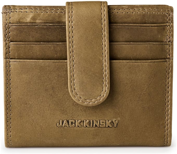 Jack Kinsky Aruba Portemonnee RFID-bescherming Leer 10 cm - Jongens - Horizontaal - oliv