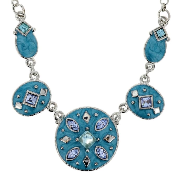 Behave - Zilverkleur ketting met blauwe hangers - Boho statement stijl