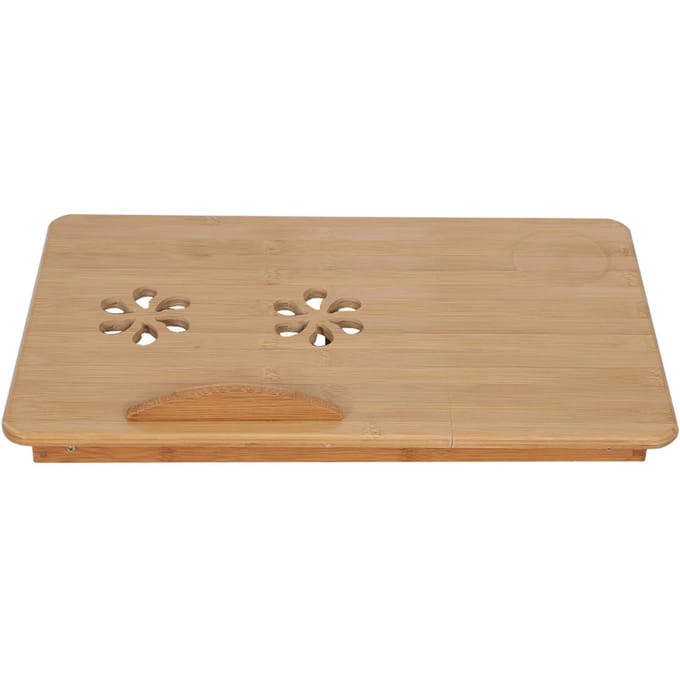 Draagbaar Opvouwbaar Bamboe Bed Laptop Bureau Verstelbaar Schoot Notitieboek Tafel Standaard Dienblad met Lade wit