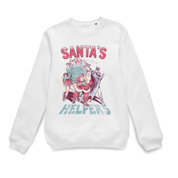DC Santa's Helpers Christmas Jumper - White - XL