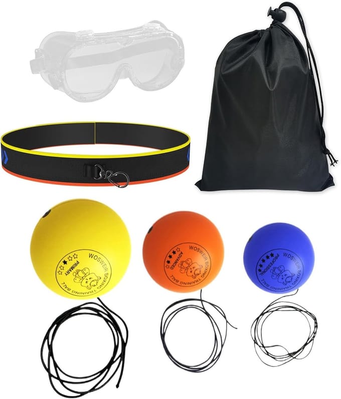 Reflex Bal Set - Bokszak Bal - Bokstraining Verbeteren - Verstelbare Hoofdband - 3 Ballen - Multicolor