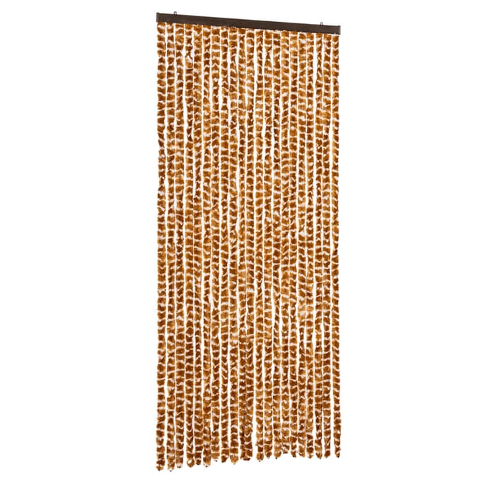 vidaXL - Vliegengordijn - 90x220 - cm - chenille - oker - en - wit