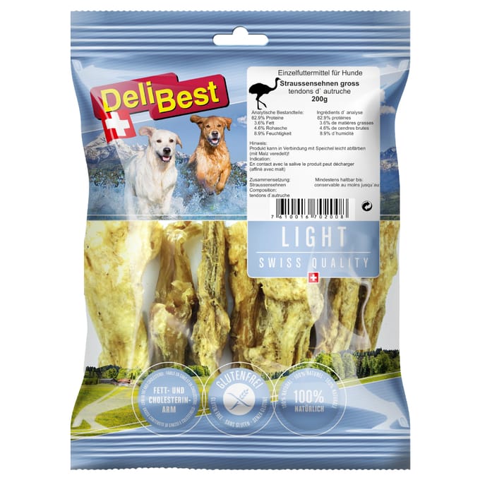 DeliBest Light Struisvogelpezen - Voordeelpakket: 6 x 200 g