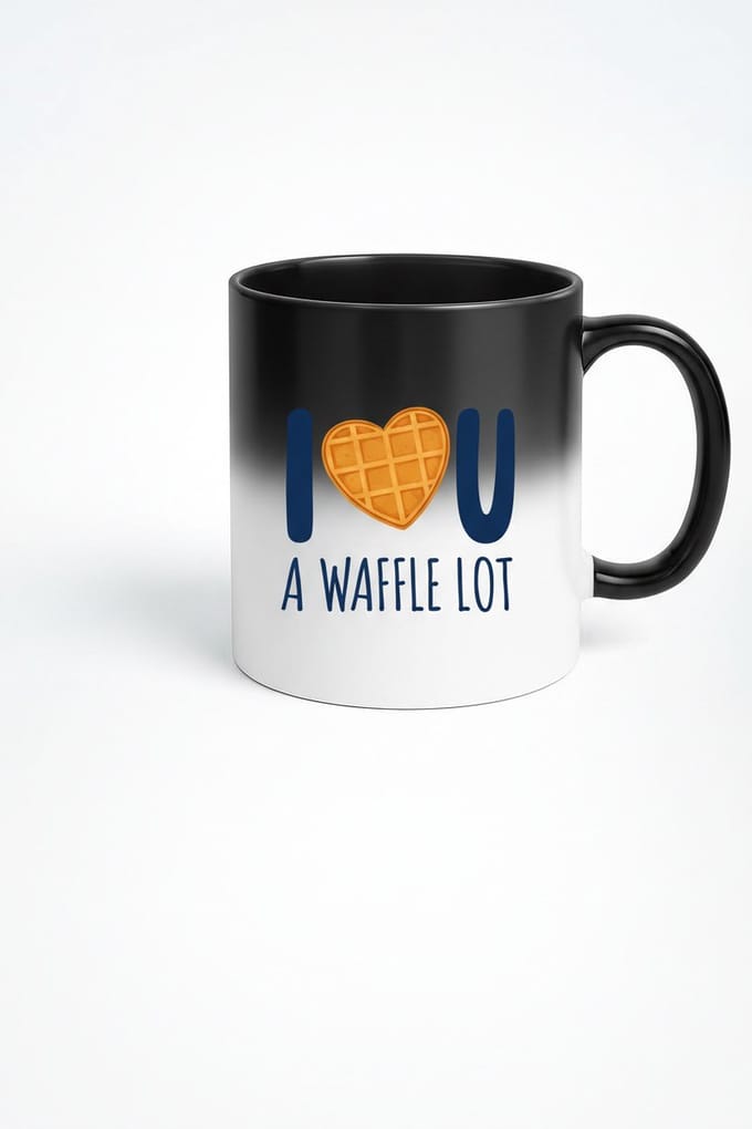 Black Magic Mok 'I  U A WAFFLE LOT' met Wafelhart - Warmtegevoelig Cadeau