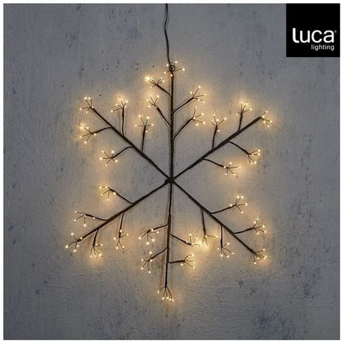 Luca Lighting Snowflake black warm white 150 led IP44 adapter included with timer - w3xd50cm