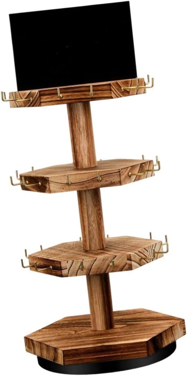 Sieraden Organizer - Houten Display - Sieraden Presenteren - Roterende Basis - 437 cm Hoog - Houtkleur