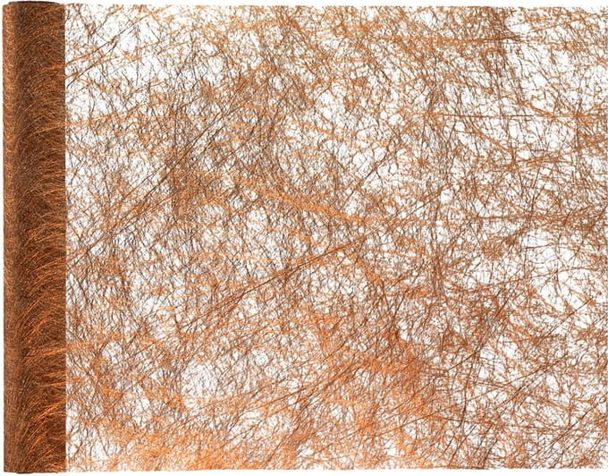 Santex Kerstdiner tafelloper op rol - 2x - metallic koper glans - 30 x 500 cm - polyester