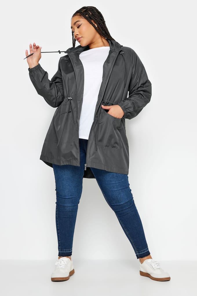 Yours Lichtgewicht Parka Met Capuchon In Donkergrijs Size 42