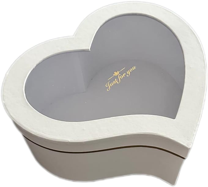 Luxe Hartvormige Doos met Transparant Deksel - S: 24.5x21x10cm - Wit - Cadeaudoos - Geschenkdoos