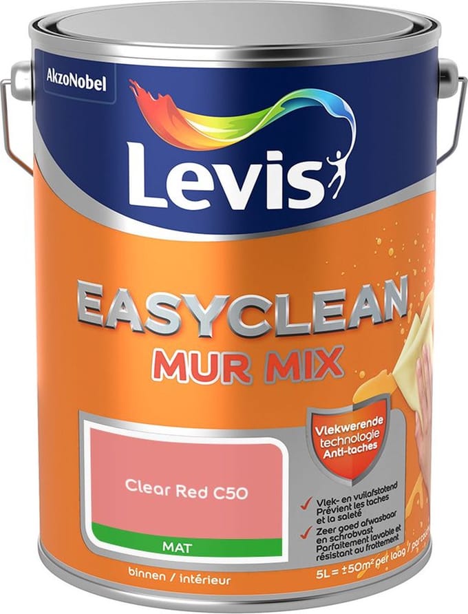 Levis - Easyclean Mur Mat Mix - Clear Red C50 - Mengverf - 5 L