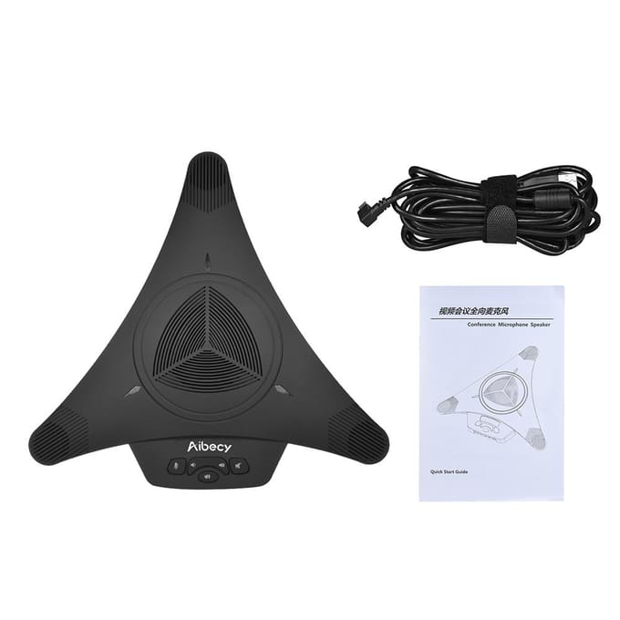 Aibecy Krachtige Omnidirectionele Condensator Microfoon Mic Speaker Speakerphone USB Stekker Black