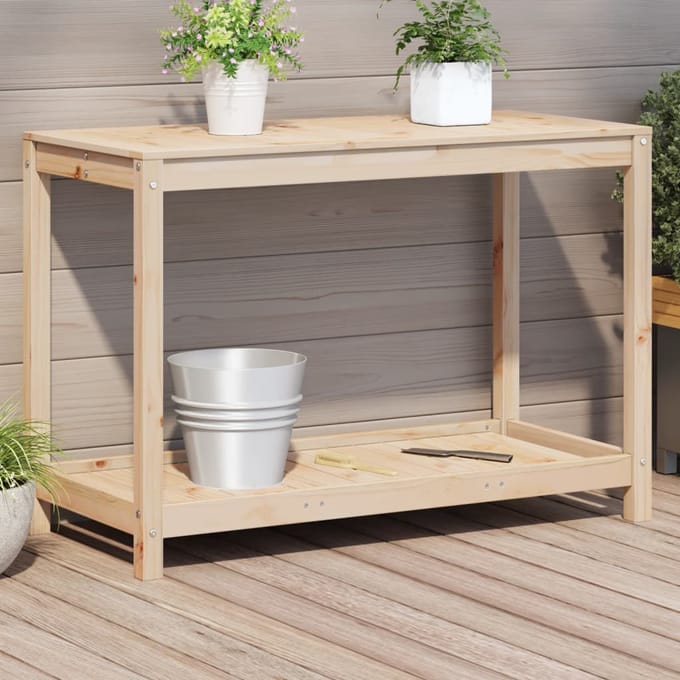vidaXL - Oppottafel - met - schap - 108x50x75 - cm - massief - grenenhout