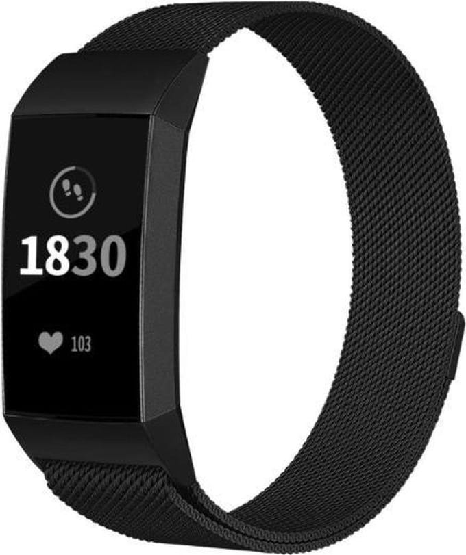 YPCd® FitBit Charge 4 bandje - Zwart - Milanees Roestvrij Staal - Small