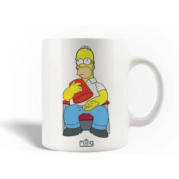 Keramische Mok - The Simpsons - Trieste Homer Simpson - 30cl - Vaatwasmachinebestendig - Wit