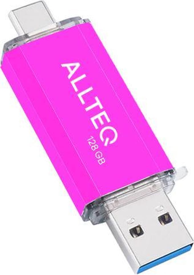 USB stick - Dual USB - USB C - 128 GB - Roze - Allteq
