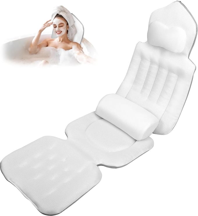 Luxe Badkussen Set met Lumbaal Ondersteuning en Hoofdsteun - Extra Sterke Zuignappen