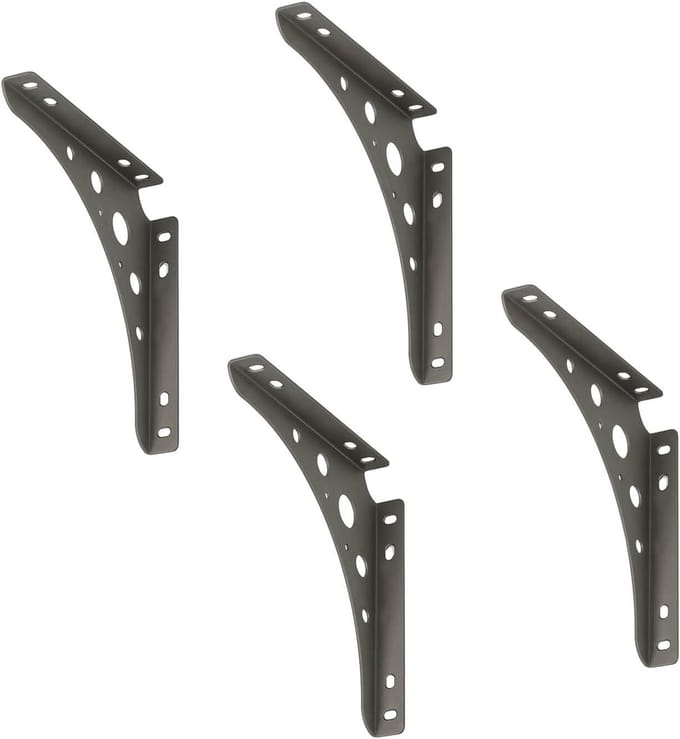 x siwitec Delta Line console 200 x 200 mm in mat staal, plankdrager met een draagvermogen van 95 kg, plankdrager