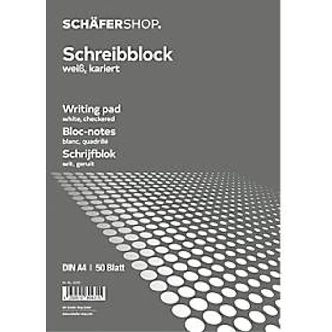 Schäfer Shop Pure  briefblok CLIP, A4, geruit, 10 stuks, wit